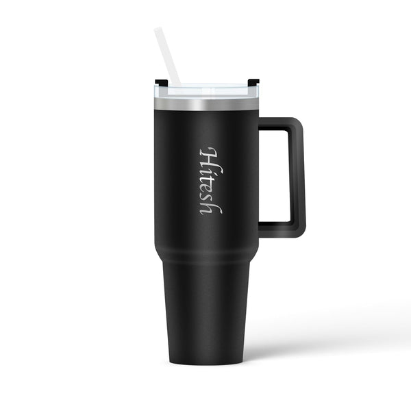Customizable Travel Tumbler-Mug with Handle & Straw Insulated