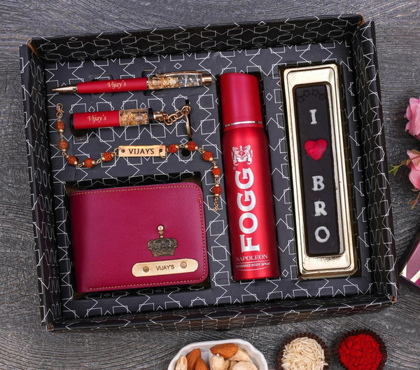 Personalized Rakhi Gift Hamper With Fogg & Chocolates