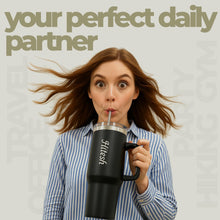 Customizable Travel Tumbler-Mug with Handle & Straw Insulated