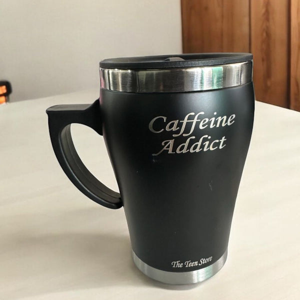Stainless Steel Customisable Coffee Mug with Handle- Double Wall Insulated Travel Cup