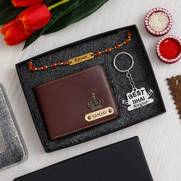 Men’s Wallet,Keychain & Rudrakh Rakhi Combo