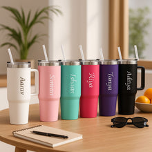 Customizable Travel Tumbler-Mug with Handle & Straw Insulated