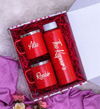 Red Sparkling Bottle & Mugs