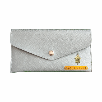 Silver Color Personalized Women Clutch