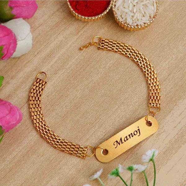 Personalized Metal Bracelet Rakhi With Name