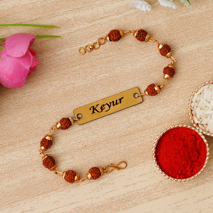 Personalized Rudraksh Rakhi With Name