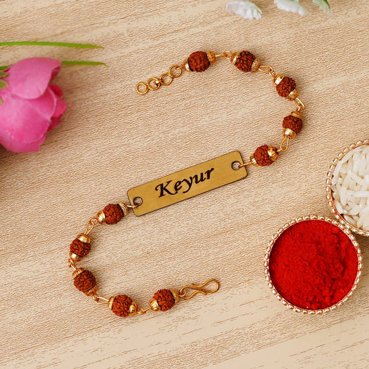 Personalized Rudraksh Rakhi With Name