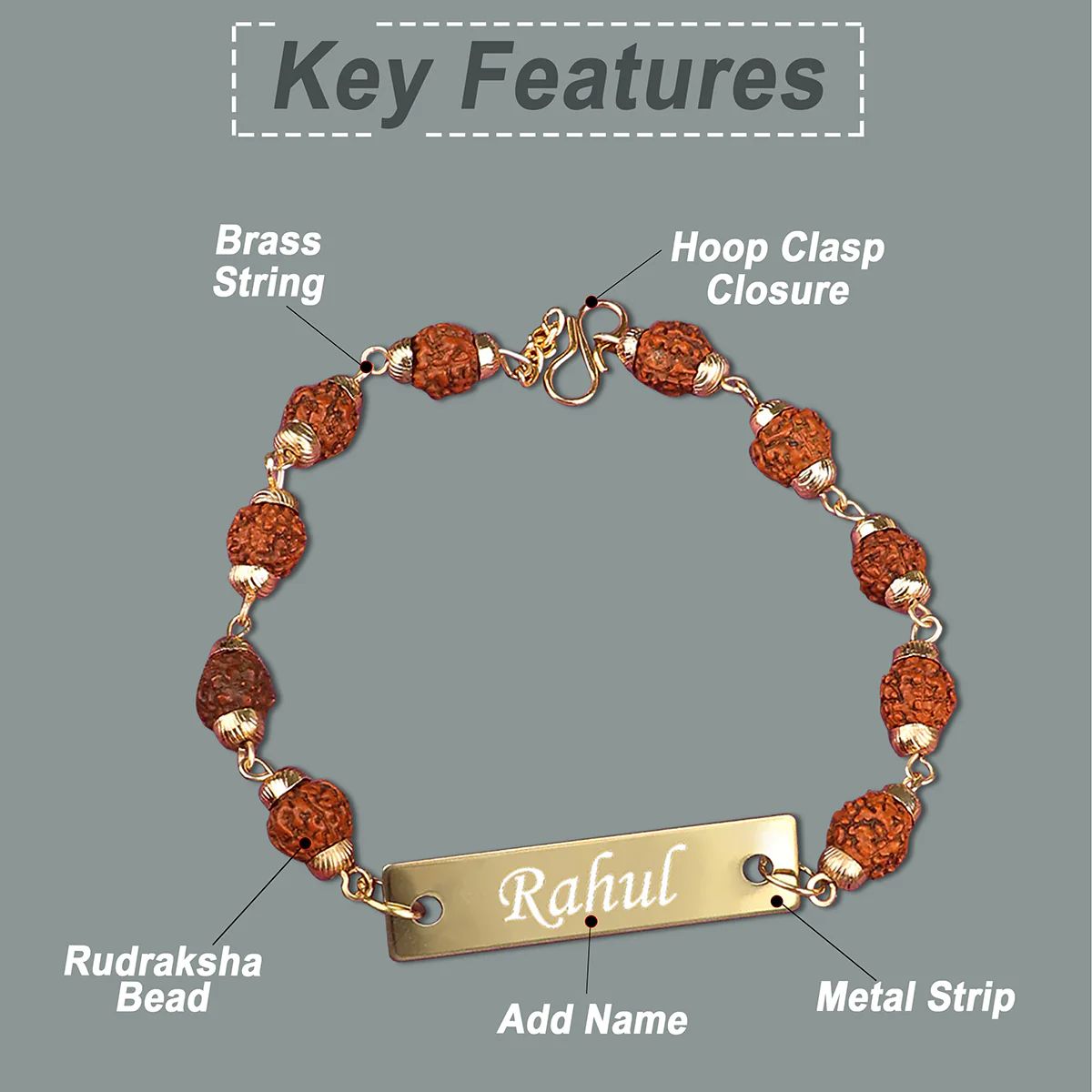 Personalized Rudraksh Rakhi With Name